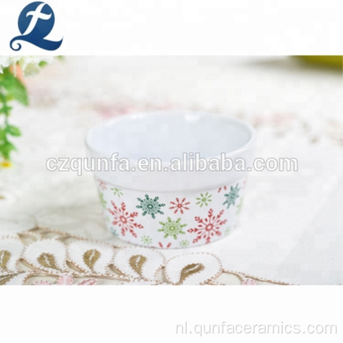 Aangepaste drukkeramiek eten ramekin keramische cake cup